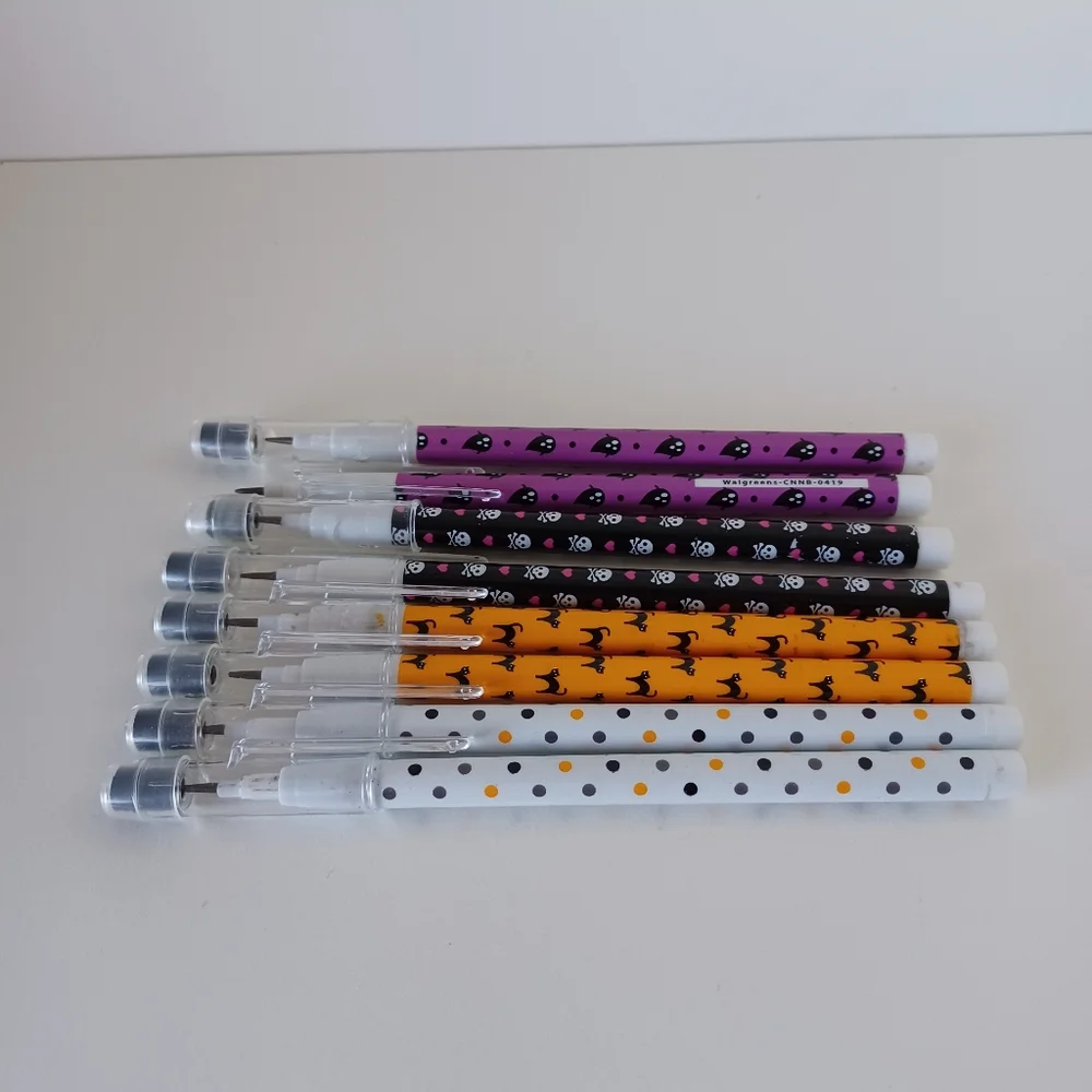 Halloween‎ Mechanical Pencil Set 8pc Black Cat Skull Ghost Polka Dot